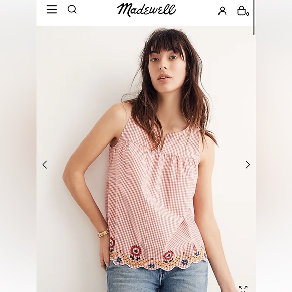 Madewell Embroidered Gingham Tank Top - Picture 4 of 4